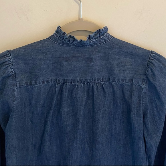 LOFT Denim Ruffle Top - Picture 3 of 5